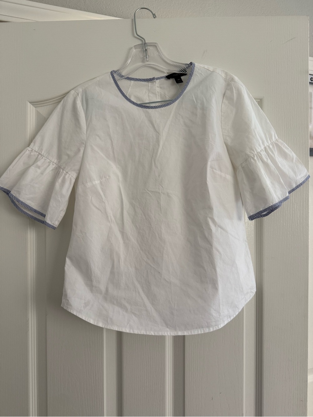 J. Crew White Blouse with Blue Trim